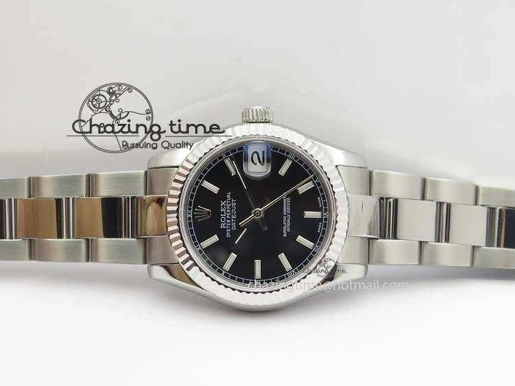 Best A2824 SS Dial SS BP-Maker 31mm DateJust Black V2 On Edition Bracelet 1008